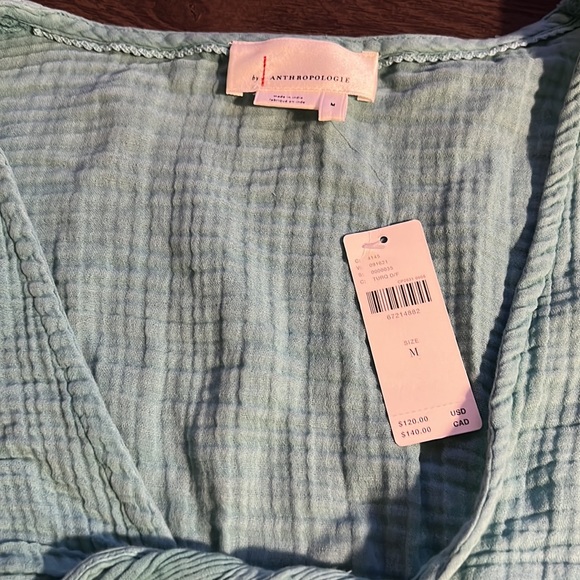 BY ANTHROPOLOGIE GAUZY TOP DARK TURQUOISE - Picture 4 of 6